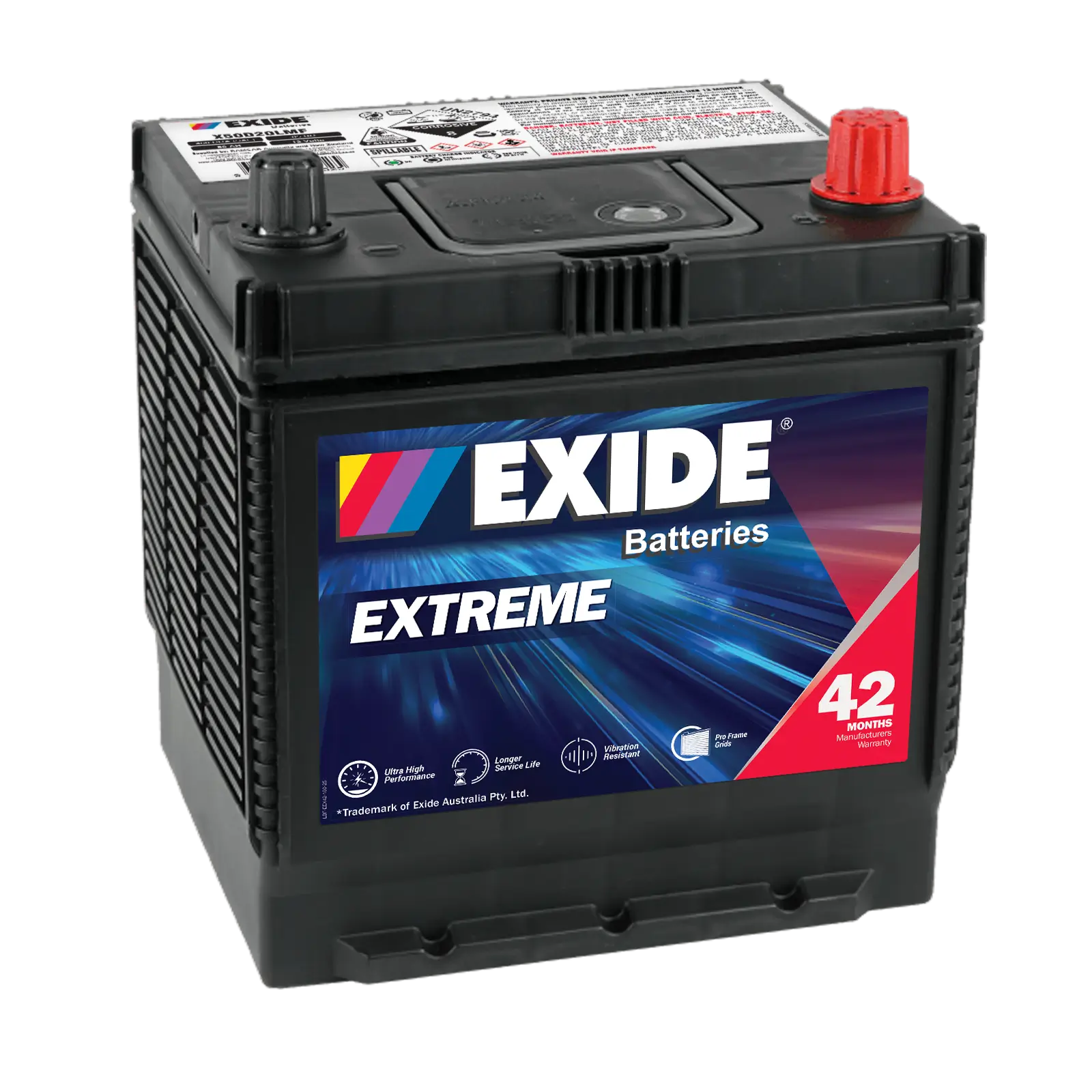 Exide X50D20LMF 12V Conventional Battery - 460CCA, 50Ah, 85min RC. Ideal for Passenger Vehicles.