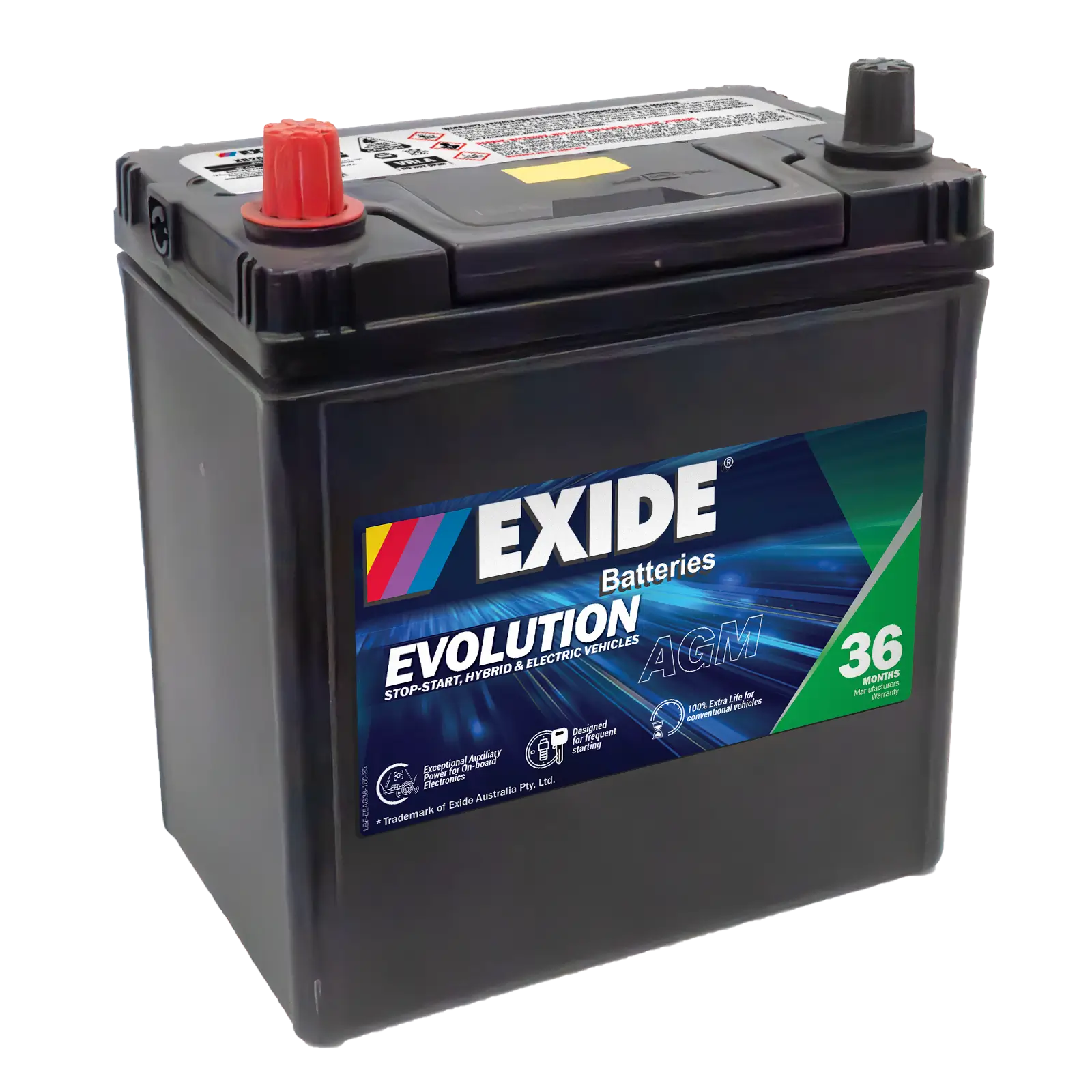 Exide XB20R-AGM 12V AGM Battery - 340CCA, 35Ah. Ideal for Hybrid & Electric Vehicles.