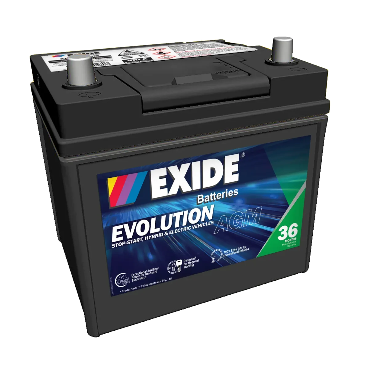 Exide XD23R-AGM 12V AGM Battery - 550CCA, 50Ah. Ideal for Hybrid & Electric Vehicles.